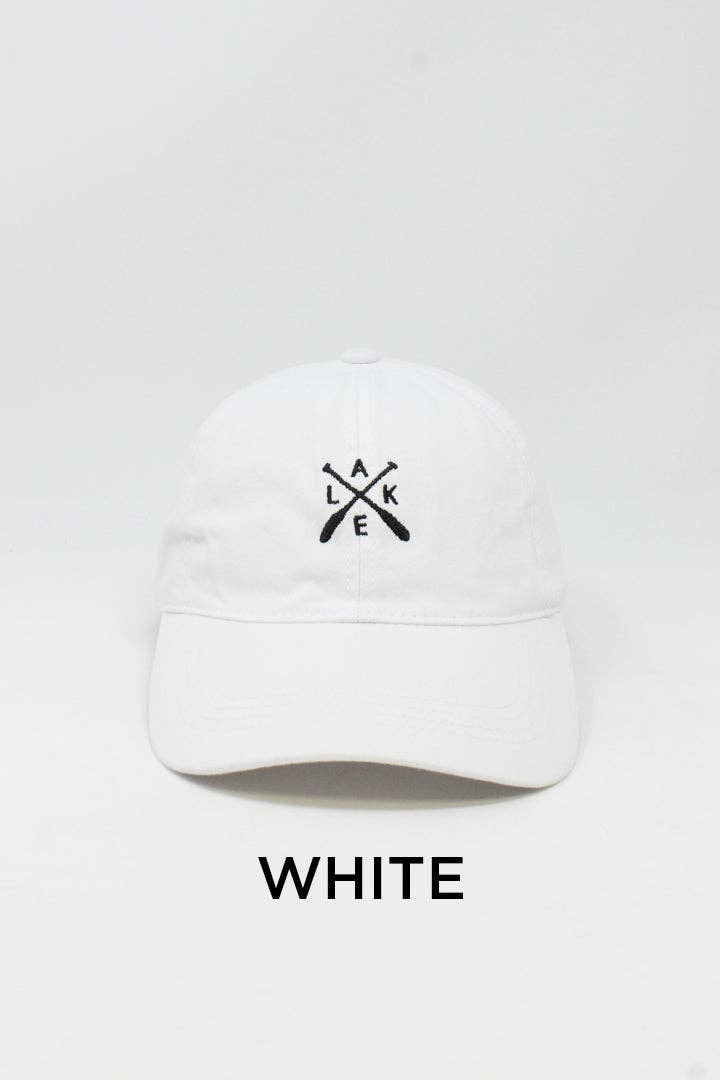 Vintage Washed Baseball cap "LAKE" Embroidery: White