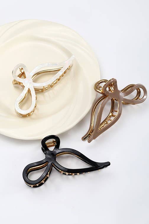 JUMBO CELLULOSE CASTING BOW HAIR CLAW CLIPS | 40H759: Black