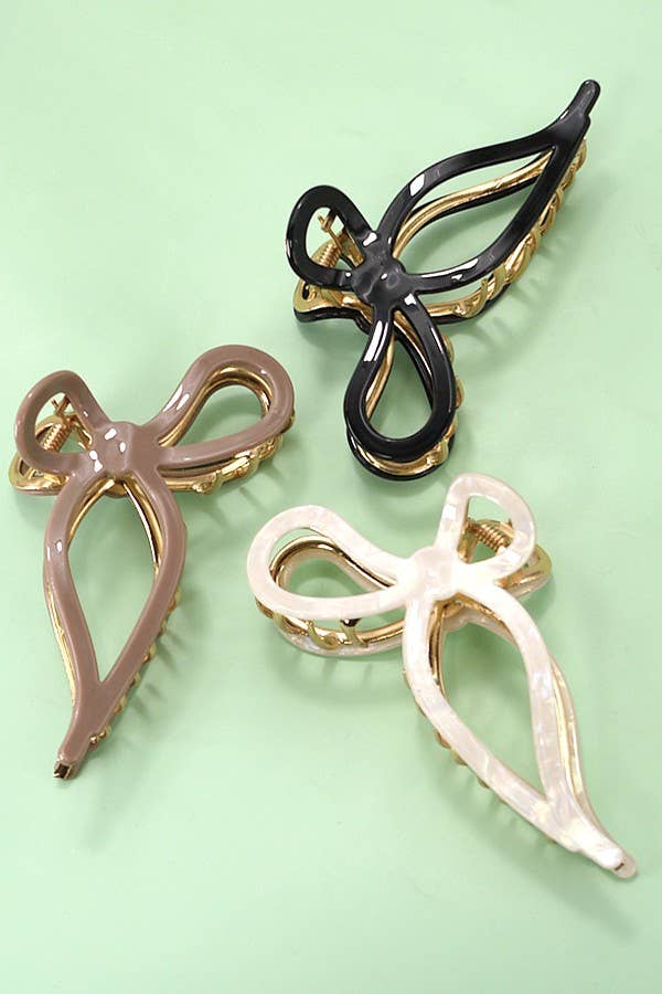 JUMBO CELLULOSE CASTING BOW HAIR CLAW CLIPS | 40H759: Black