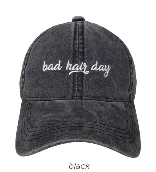 Bad hair day Embroidery  vintage wash baseball cap: Black