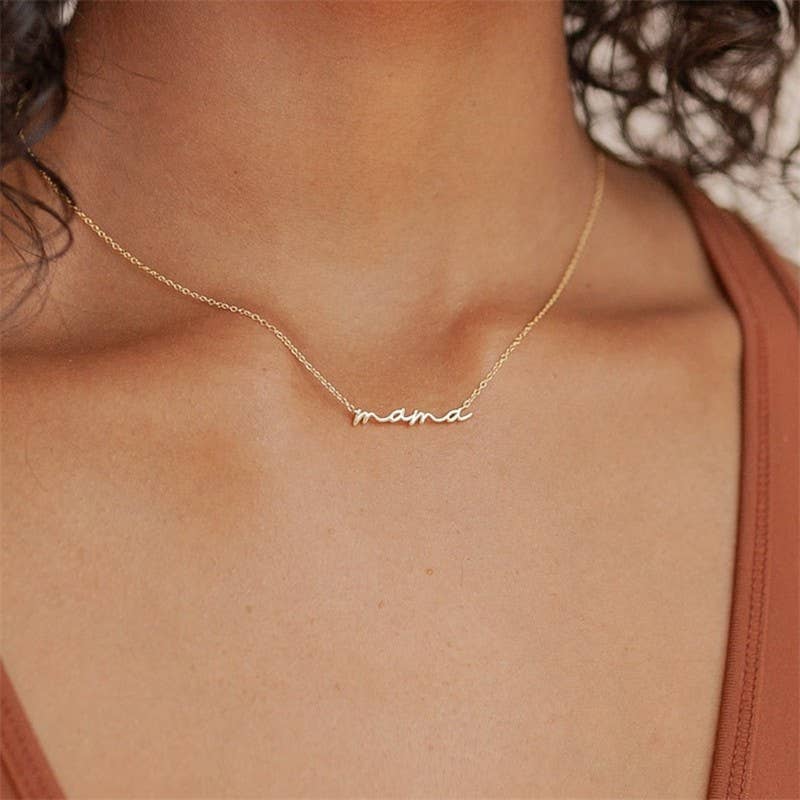 18K STAINLESS STEEL TARNISH FREE MAMA NECKLACE | 40NK9479: GOLD
