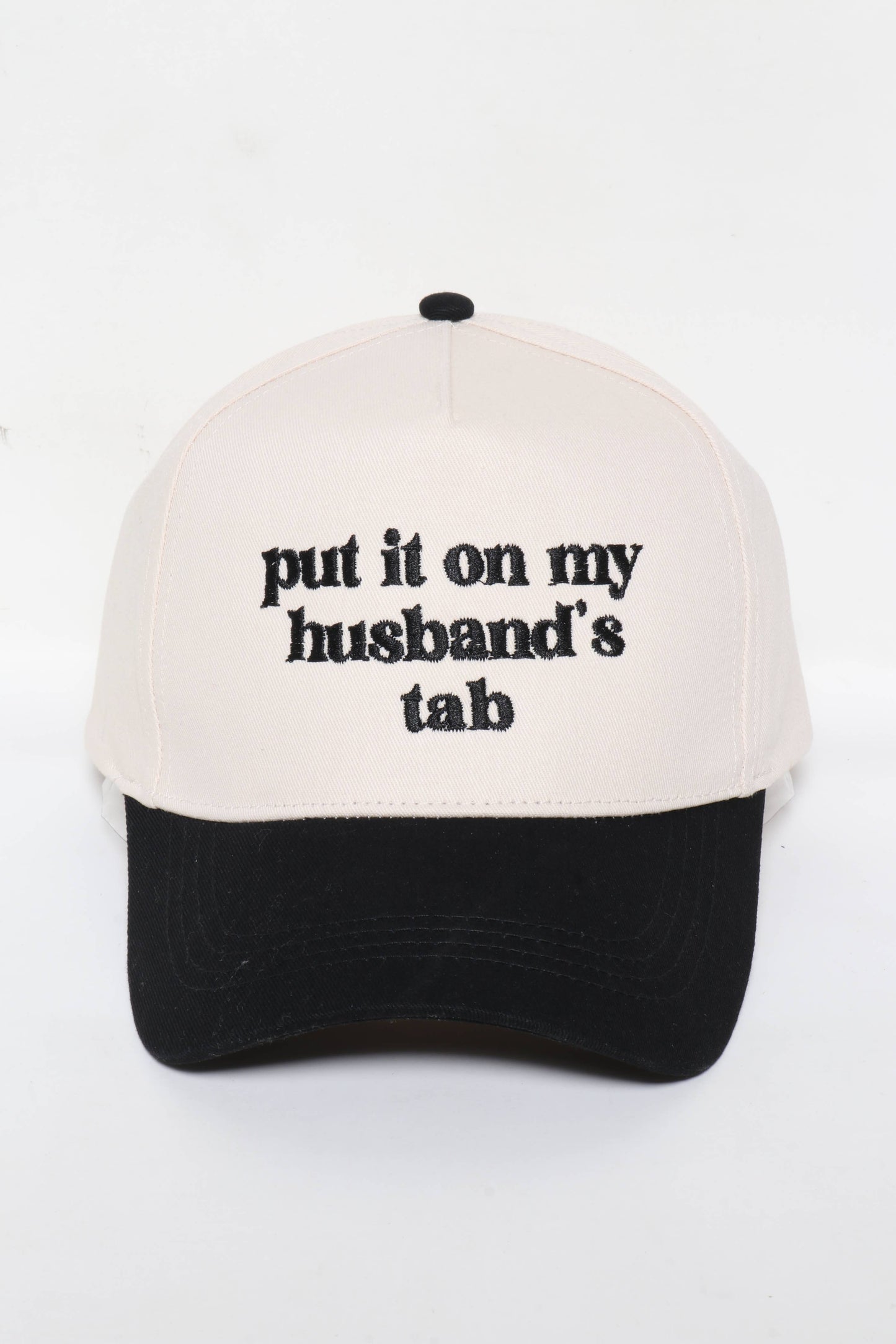 PUT IT ON MY HUSBAND'S TAB Embroidery Baseball Caps: Black