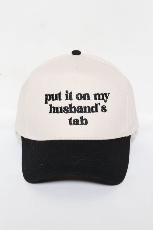 PUT IT ON MY HUSBAND'S TAB Embroidery Baseball Caps: Black
