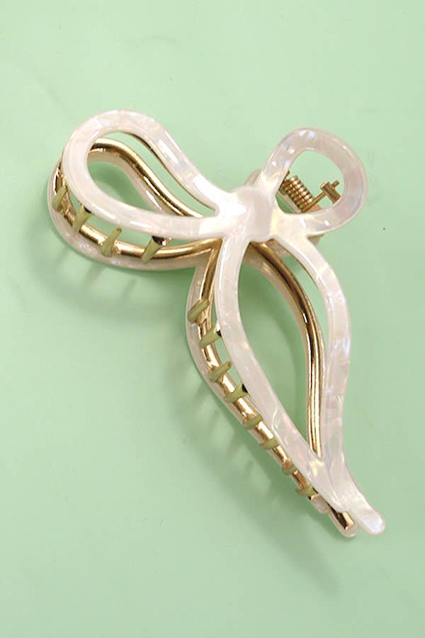 JUMBO CELLULOSE CASTING BOW HAIR CLAW CLIPS | 40H759: Black