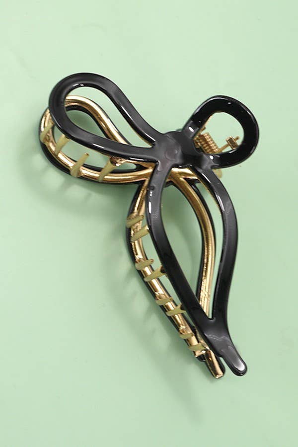 JUMBO CELLULOSE CASTING BOW HAIR CLAW CLIPS | 40H759: Black