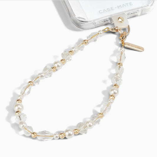 Crystal Pearl Gold Phone Charm