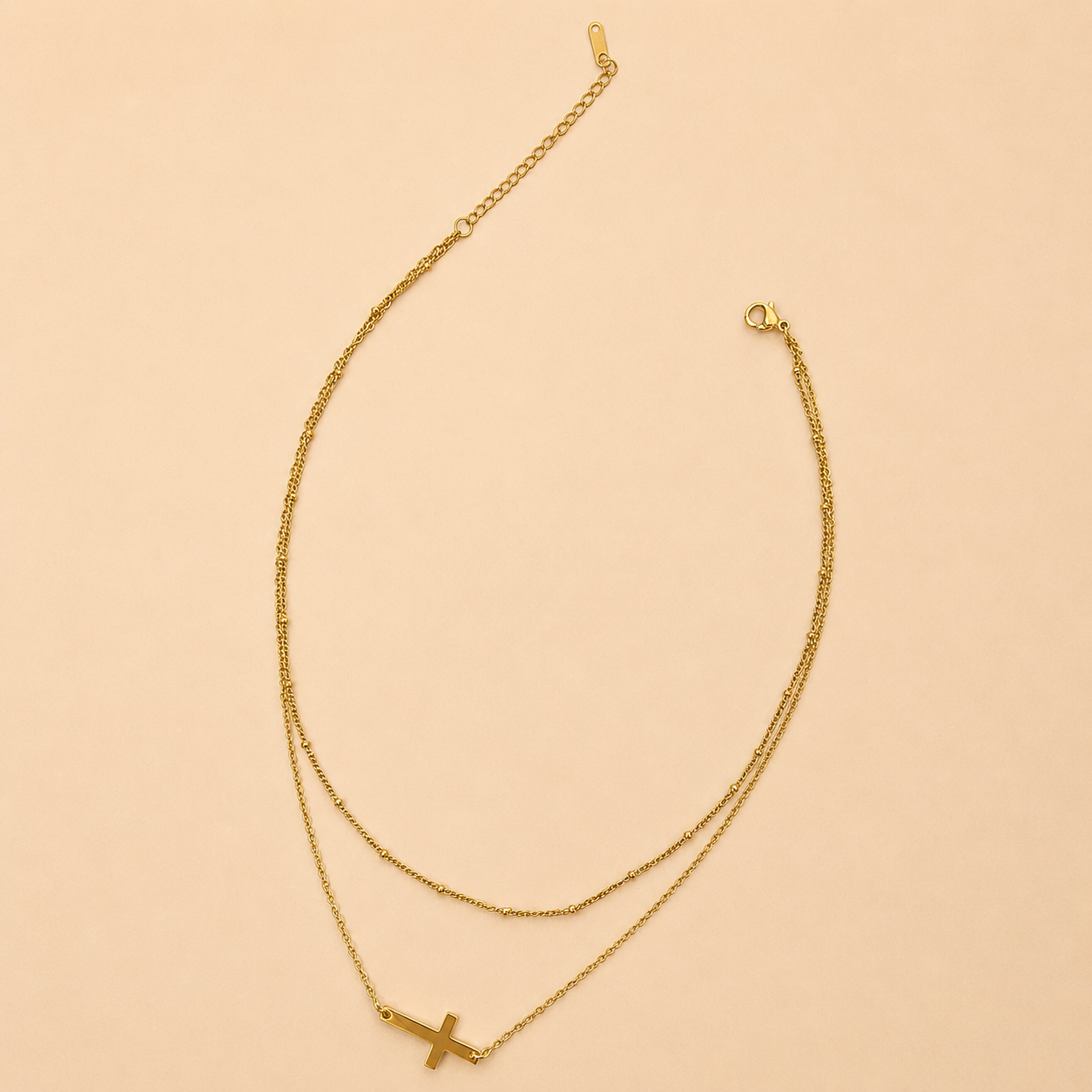 18K STAINLESS STEEL TARNISH FREE CROSS NECKLACE | 40NK9614: GOLD