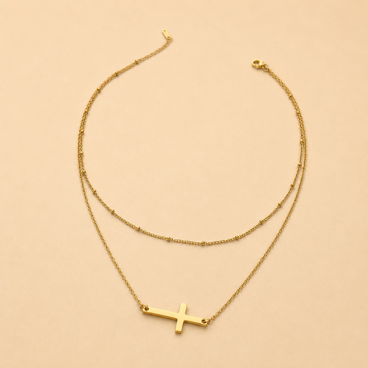18K STAINLESS STEEL TARNISH FREE CROSS NECKLACE | 40NK9614: GOLD