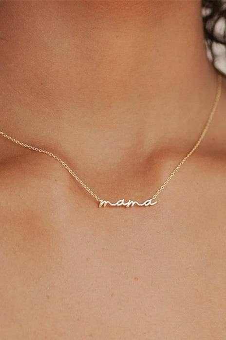 18K STAINLESS STEEL TARNISH FREE MAMA NECKLACE | 40NK9479: GOLD