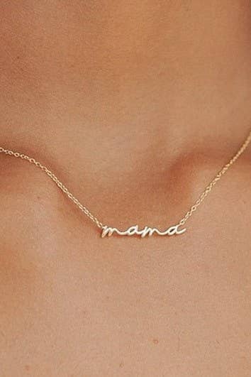 18K STAINLESS STEEL TARNISH FREE MAMA NECKLACE | 40NK9479: GOLD