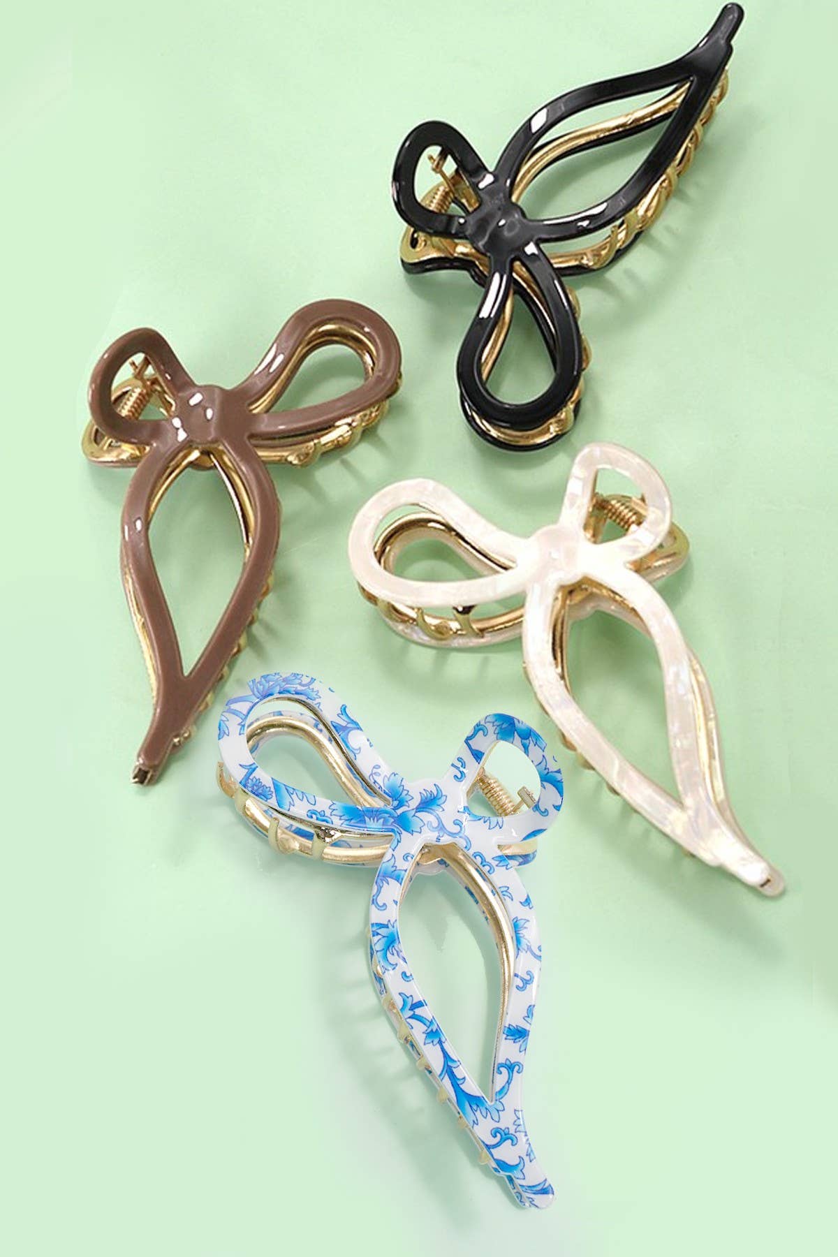 JUMBO CELLULOSE CASTING BOW HAIR CLAW CLIPS | 40H759: Black